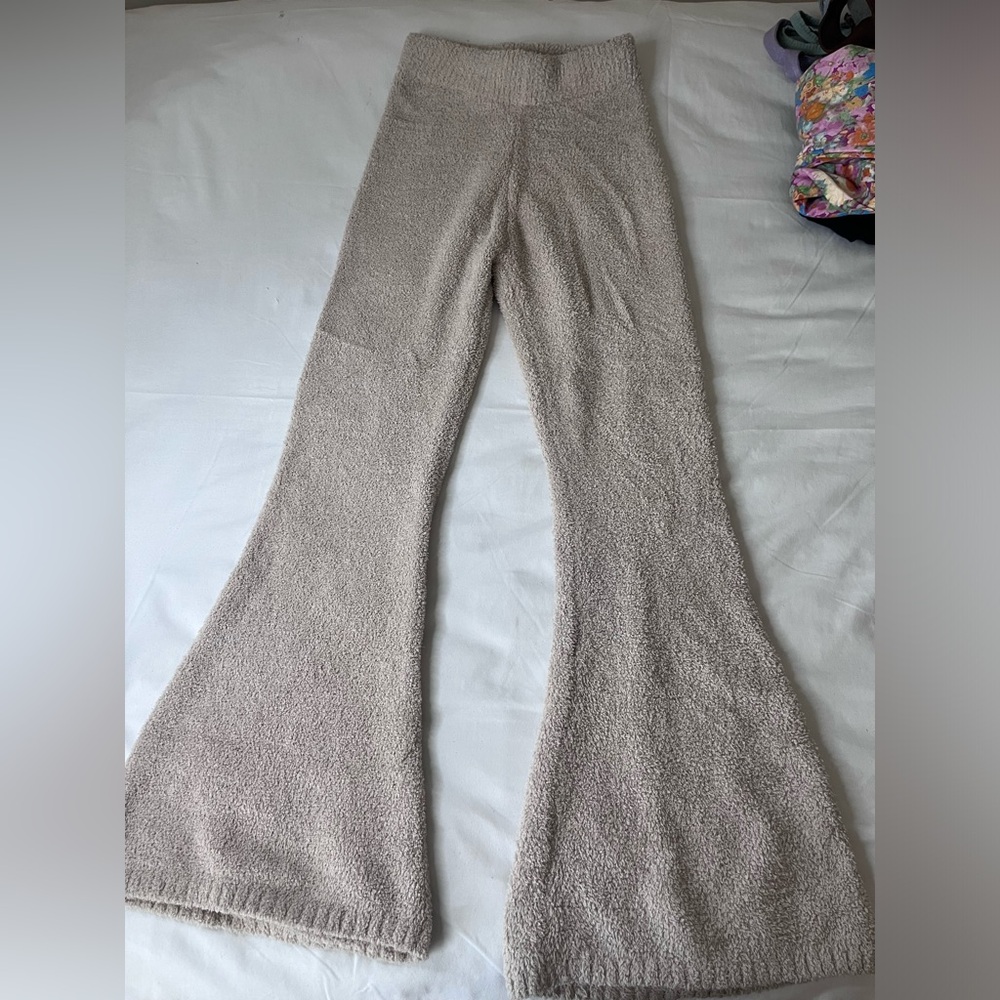 Fluffy tan flared pants